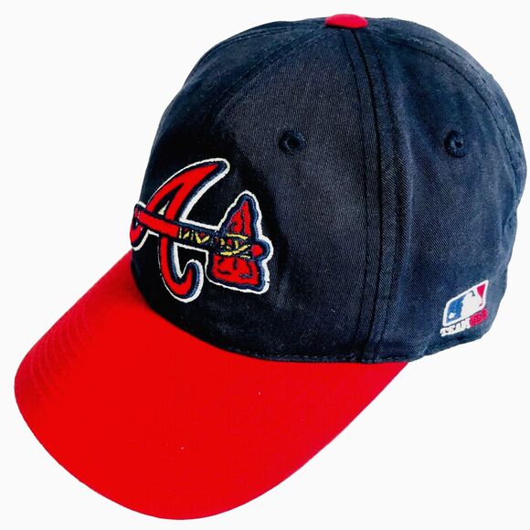 Atlanta Braves Cap Large Tomahawk Logo Outdoor Team MLB Blue Red S M Strap - Picture 2 of 12